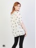 Off The Shoulder Owl Pattern Blouse W/ Ribbon Detail